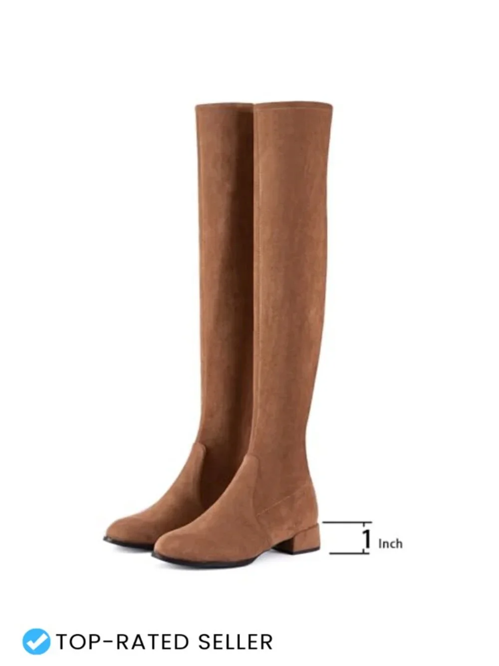 Over the Knee Boots Faux Suede Low Block Heel Stretchy OTK Winter Flat Comfort